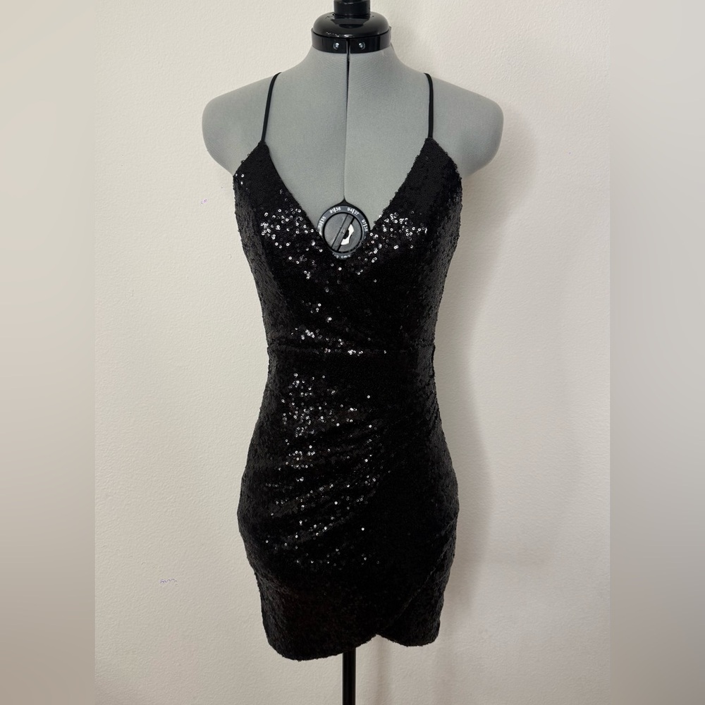 EVIE Black Sequin Mini Dress